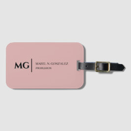 Moderne Stof Roze Trendy Stijlvolle Monogram Bagagelabel