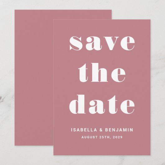 Moderne Stof Roze Typografie Trouwen Save The Date (Voorkant / Achterkant)