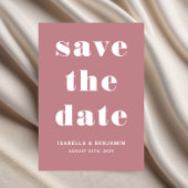 Moderne Stof Roze Typografie Trouwen Save The Date