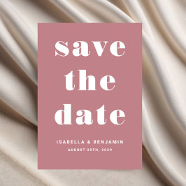 Moderne Stof Roze Typografie Trouwen Save The Date