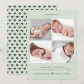 Moderne Stofachtige Bleekgroene Foto Collage Raste Aankondiging (Voorkant / Achterkant)