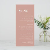 Moderne Stofachtige Mauve Elegante Trouw Menu (Staand voorkant)