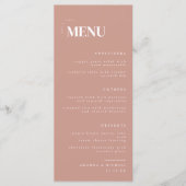 Moderne Stofachtige Mauve Elegante Trouw Menu (Voorkant)
