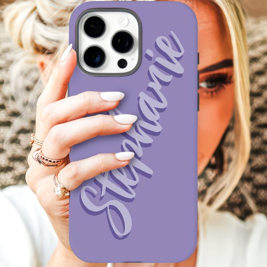 Moderne Stofachtige Paarse Minimaal Script Naam Case-Mate iPhone Case