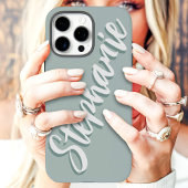 Moderne Stofachtige Salie Minimaal Script Naam Case-Mate iPhone Case