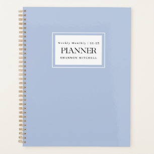 Moderne Stofblauwe 2022 2023 Week- en Maandplanner Planner