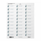 Moderne Stofblauwe Bloemige Trouw Retouradres Etiket (Full Sheet)