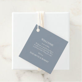 Moderne Stofblauwe Bloemige Trouw Welkom Cadeautag Bedankjes Labels
