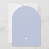Moderne Stofblauwe Boog Doop Kaart (Achterkant)