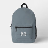 Moderne Stofblauwe Custom Monogram Naam Rugzak (Voorkant)