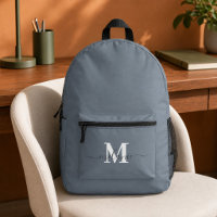 Moderne Stofblauwe Custom Monogram Naam Rugzak
