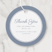 Moderne Stofblauwe Dankjewel Doop Bedankjes Labels (Achterkant)