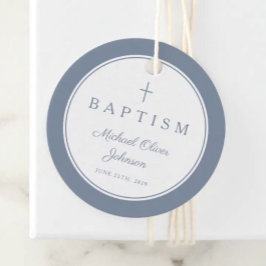Moderne Stofblauwe Dankjewel Doop Bedankjes Labels