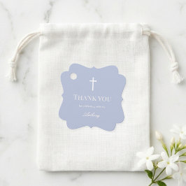 Moderne Stofblauwe Doop Favor Tags Bedankjes Labels