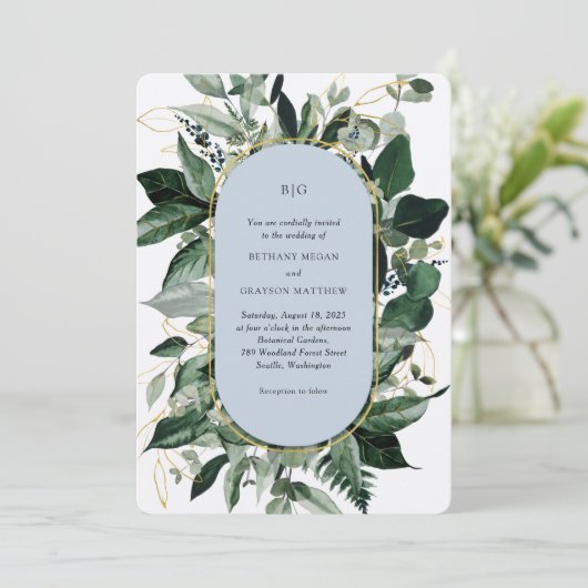 Moderne Stofblauwe Elegante Botanische Tuin Bruilo Kaart (Staand voorkant)