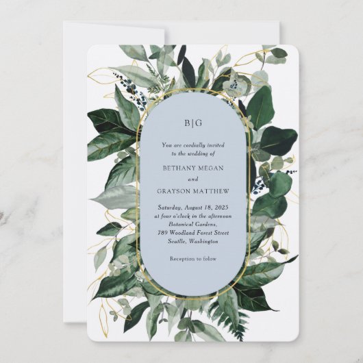 Moderne Stofblauwe Elegante Botanische Tuin Bruilo Kaart (Voorkant)