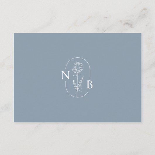 Moderne Stofblauwe Elegante Trouw Minimalistische  Informatiekaartje (Achterkant)