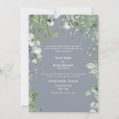 Moderne Stofblauwe Eucalyptus Bruiloft Kaart (Voorkant)
