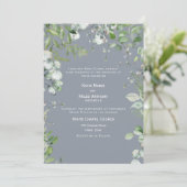 Moderne Stofblauwe Eucalyptus Bruiloft Kaart (Staand voorkant)