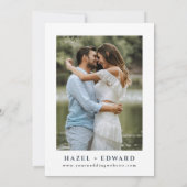 Moderne Stofblauwe Foto Huwelijk Opslaan De Datum  Save The Date (Achterkant)