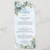 Moderne Stofblauwe Groene Gouden Frame Trouwmenu Menu (Voorkant)