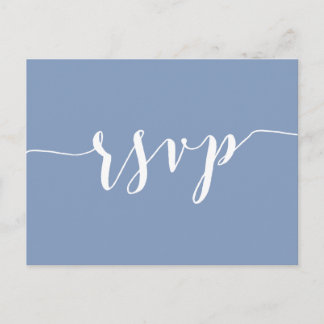 Moderne Stofblauwe Huwelijks-RSVP-Postkaarten Uitnodiging Briefkaart