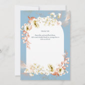 Moderne Stofblauwe Koraal Bloemen Foto Dankjewel Bedankkaart (Achterkant)