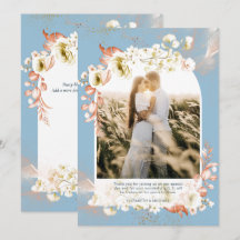 Moderne Stofblauwe Koraal Bloemen Foto Dankjewel