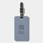 Moderne Stofblauwe Monogram  Bagagelabel (Voorkant verticaal)