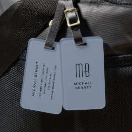 Moderne Stofblauwe Monogram Bagagelabel