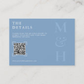 Moderne Stofblauwe QR Code Trouw Online RSVP Kaart (Voorkant)
