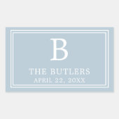 Moderne Stofblauwe Rechthoekige Sticker (Voorkant)