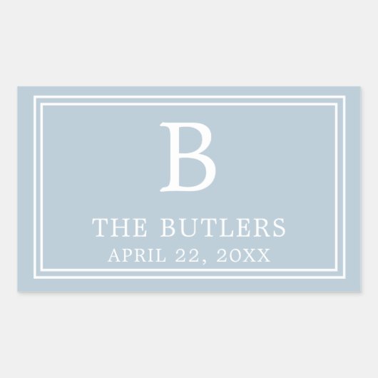 Moderne Stofblauwe Rechthoekige Sticker (Voorkant)