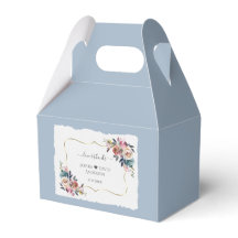 Moderne Stofblauwe Roze Bloemen Gouden Bruiloft 