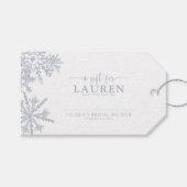 Moderne Stofblauwe Sneeuwvlok Geen Wikkel Cadeaubi Cadeaulabel (Voorkant (Horizontaal))