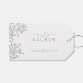 Moderne Stofblauwe Sneeuwvlok Geen Wikkel Cadeaubi Cadeaulabel