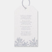 Moderne Stofblauwe Sneeuwvlok Niet Ingepakt Cadeau Cadeaulabel (Achterkant)