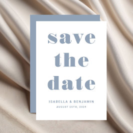 Moderne Stofblauwe Typografie Trouwdag Save The Date