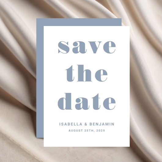 Moderne Stofblauwe Typografie Trouwdag Save The Date