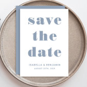 Moderne Stofblauwe Typografie Trouwdag Save The Date