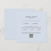 Moderne Stofblauwe Vierkante Trouw QR Code RSVP (Voorkant / Achterkant)