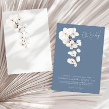 Moderne Stofblauwe Witte Orchidee Baby Shower