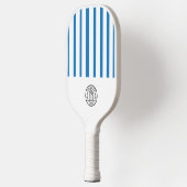 Moderne Stofblauwe & Witte Streep Gepersonaliseerd Pickleball Paddle (Links)