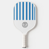 Moderne Stofblauwe & Witte Streep Gepersonaliseerd Pickleball Paddle (Achterkant)