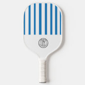 Moderne Stofblauwe & Witte Streep Gepersonaliseerd Pickleball Paddle (Voorkant)