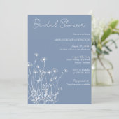 Moderne Stofblauwe & Witte Wilde Bloem Bruidsdouch Kaart (Staand voorkant)