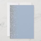 Moderne Stofblauwe Zilveren Glitter Save the Date Aankondiging (Achterkant)