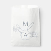 Moderne Stoffig Blauw Monogram Bruiloft Bedankzakje (Voorkant)