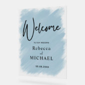 Moderne stoffige blauw geschilderde bruiloft welko acryl bord (Hoek)