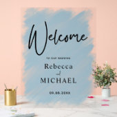 Moderne stoffige blauw geschilderde bruiloft welko acryl bord (Huwelijk)